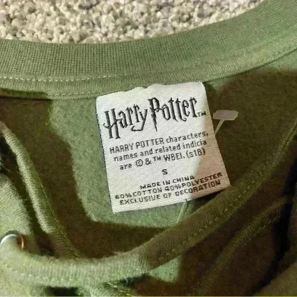 Hogwarts Womens Shirt Long Sleeve Lace Up Size S Green Harry Potter - Picture 3 of 6